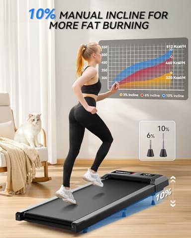 Walking Pad with 10% Incline, Walking Pad Treadmill 265lb Capacity, [Voice Control] Works with KINOMAP WELLFIT APP, 2.5HP Running Pad Small Treadmill for Home Office Apartment - Image 3