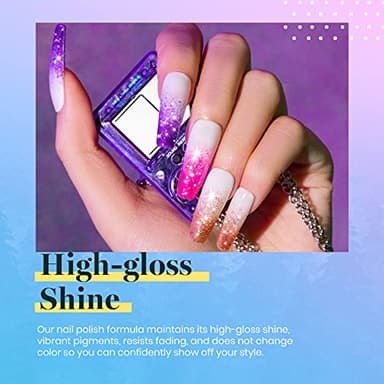 Beetles Glitter Gel Polish, 6 Pcs Pink Silver Platinum Gel Polish Kit Soak off Uv Lamp Shimmer Purple Pink Green Gold Glitter Nail Polish Kit Holiday Gift Design for Party - Image 6