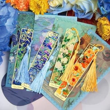 Kinsound 4pcs Metal Bookmarks with Tassel, Van Gogh Monet Oil Painting Theme Cute Book Markers for Reading Women, Book Lovers, Reading Accessories Gifts for Book Lovers - Image 8