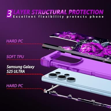 Miqala for Galaxy S25 Ultra 5G Case,Glow in The Dark Three Layer Heavy Duty Shockproof Full Protection Hard Plastic Bumper+Soft Silicone Protective Case for Samsung Galaxy S25 Ultra 6.9 inch,Deep - Image 4