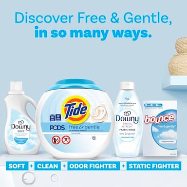 Tide PODS Free & Gentle Laundry Detergent Soap Pacs, HE Compatible, Unscented, Gentle on Skin, 76 Count, Tide PODS Laundry Detergent - Image 8