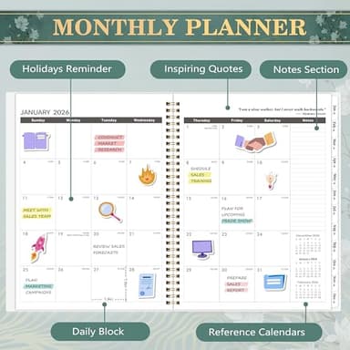 2026-2027 Monthly Planner - JAN 2026 - JUN 2027, Planner 2026-2027 with Tabs, 18 Monthly Panners, Mothly Planner with Inner Pocket, Thick Paper (8.5" x 11",Green, Back Pocket) - Image 4