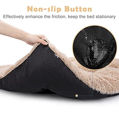 JOEJOY Large Dog Bed Crate Pad, Deluxe Plush Washable Dog Beds Fulffy Soft Kennel Pad Anti-Slip Pet Sleeping Mat for Extra Large Medium Small Dogs, 40" x 27", Beige - Image 3