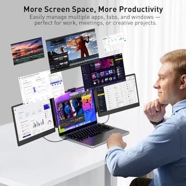 TXV Laptop Screen Extender – 14" Portable Monitor for Laptop, Full HD 1080P IPS Display, USB-C & HDMI, Dual Speakers, 72% Color Gamut, for Work, Travel, Gaming - Image 3