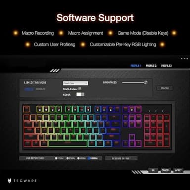 TECWARE Phantom+ Elite 87 Key RGB Mechanical Gaming Keyboard, LED Backlit, Universal Hot-Swap, Wired and Wireless, 3 Mode Connectivity, Thocky Sounding, Black Elite Wraith Brown - Image 5