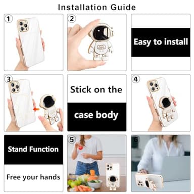 Pepmune for iPhone 16 Pro Max Case, Cute 3D Astronaut Stand with [2 Screen Protector] [Camera Protection] Kickstand Shockproof Silicone Soft Back Cover for Apple iPhone 16 Pro Max Phone Case, White - Image 6