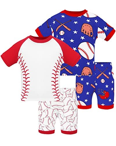 DAUGHTER QUEEN Boys Pajamas Size 7 Short Pjs for Boys 7t 100% Cotton Summer Pj Sets Baseball Kids Sleepwear Child Sports Jammies Clothes Medium, 6-7 Years Old - Image 1