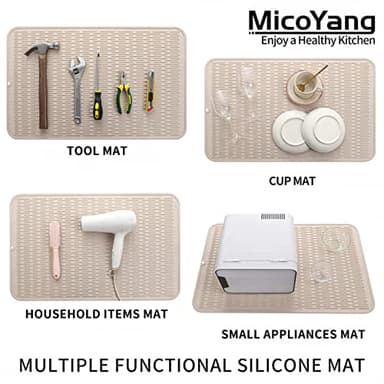 MicoYang Silicone Dish Drying Mat for Multiple Usage,Easy clean,Eco-friendly,Heat-resistant Silicone Mat for Kitchen Counter or Sink,Refrigerator or Drawer Liner Tapioca 3XL 28 inches x 18 inches - Image 4