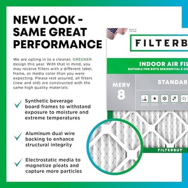 Filterbuy 8x14x1 Air Filter MERV 8 (MPR 700) Dust Defense Replacement (4-Pack), Electrostatic Pleated HVAC AC Furnace Filters, Made in USA (Actual Size: 7.50 x 13.50 x 0.75) - Image 3