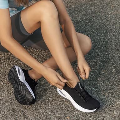 Rollstep Wide Toe Box Shoes Women Extra Wide Width Sneakers Diabetic Air Cushion Road Running Shoes Ultra Light Wide Tennis Sneakers Gym Training Breathable Walking Shoes Black 36 - Image 7