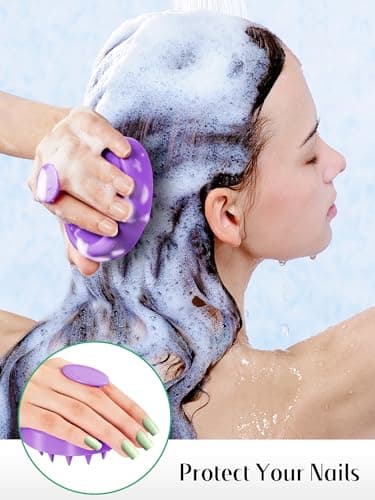 HEETA Scalp Massager Hair Growth 2-Pack, Soft Silicone Scalp Scrubber Shampoo Brush for Exfoliation Dandruff Removal Head Massage Stress Relax, Wet & Dry Use for Women Men Thick Thin Curly Hair Care - Image 4