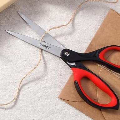 LIVINGO 8.5” Scissors All Purpose - Ultra Sharp Multipurpose 3 Pack Heavy duty Shears for Office, Home, School Sewing and Crafting Cutting Fabric, Paper, Red Comfort Grip - Image 4