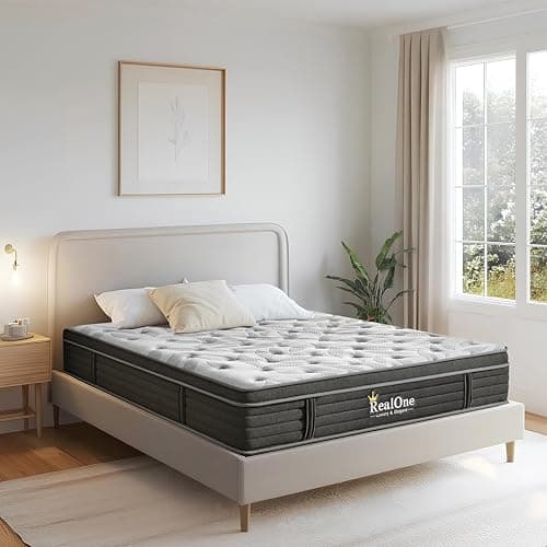 REALONE Queen Mattress – 10 Inch Hybrid Mattress in a Box, Enhanced Individually Pocket Springs, Medium Firm Feel, Pressure Relief & Breathable Comfort, Durable Construction, CertiPUR-US Certified - Image 1