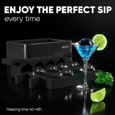 Berlinzo Premium Clear Ice Ball Maker Mold - 8 Large 2.4" Crystal Clear Ice Balls for Whiskey, Cocktails & Bourbon - Easy-to-Remove Mold for Ice Spheres - XL Storage Bag Included (Non-Electric) - Image 5