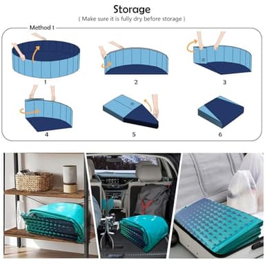 Jasonwell Foldable Dog Kiddie Pool - Hard Plastic Kids Paddling Pool Toddler Baby Swimming Pools for Backyard Collapsible Whelping Box Pet Doggie Cats Wading Pools Bathtub for Puppy Large Dogs 40In - Image 8