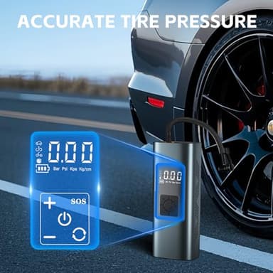Coquimbo Bike Pump Tire Inflator Portable Air Compressor: 150PSI Electric Air Pump for Car Tires Cordless Car Bike Motorcycle Accessories Birthday Gifts for Men Dad Him (Gun Gray) - Image 5