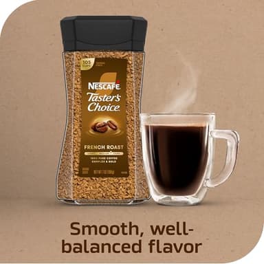 NESCAFÉ Taster's Choice Instant Coffee, Dark Roast Coffee, French Roast, 2 Jars (7 Oz Each) - Image 4