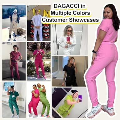 Dagacci Medical Uniform Womens and Mens Scrub Set Unisex Medical Scrub Shirt Top and Pant, Purple, Medium, - Image 7