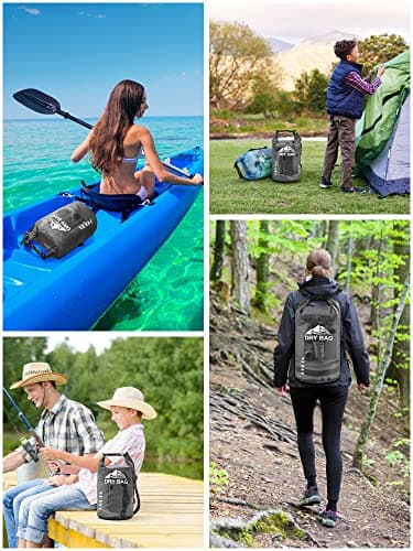 HEETA Dry Bag Waterproof for Women Men, Roll Top Lightweight Dry Storage Bag Backpack with Phone Case for Travel Swimming Boating Kayaking Paddle Board Camping Beach Accessories(Transparent Black,10L) - Image 6