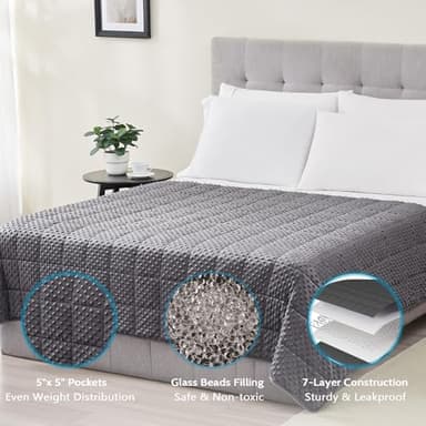 L'AGRATY Weighted Blanket for Adult - 48"x72" 15lbs Minky Dots Heavy Blanket with Glass Beads Soft Breathable for All-Season Summer Fall Winter Thick Comfort for Sleeping - Image 4