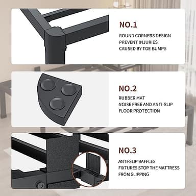 MAF 18 Inch Full Size Bed Frame with Round Corner Legs Mattress Slide Stopper No Box Spring Needed Heavy Duty Metal Platform Bed Frames Under-Bed Storage Space, 3000 LBS Steel Slats Support - Image 5