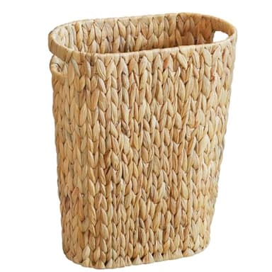 Coeusy Wicker Trash Can,Bathroom Trash Can,Water Hyacinth Wicker Waste Basket for Bathroom,Handwoven Narrow Small Waste Basket for Bedroom,Office,5 Gallon - Image 1