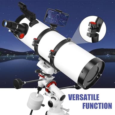 Telescope 150EQ Astronomical Reflector Telescopes for Adults,Professional Manual Equatorial Telescope for Beginners.Comes with 2X Barlow Lens Phone Adapter,Stainless Tripod and Moon Filter - Image 4