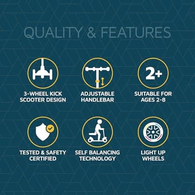 Lifemaster Mini 3-Wheel Kids Scooter with Multi-Color Wheel Lights – 4-Height Adjustable Handlebar, Wide Anti-Slip Deck, Child Safety Certified, Boys & Girls Ages 2+ Supports Up to 110 lbs, Gray - Image 5