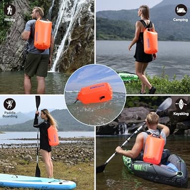 MARCHWAY Floating Waterproof Dry Bag Backpack 5L/10L/20L/30L/40L, Roll Top Sack Keeps Gear Dry for Kayaking, Rafting, Boating, Swimming, Camping, Hiking, Beach, Fishing (Orange, 40L) - Image 6