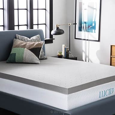 Lucid 3 Inch Ventilated Bamboo Charcoal Memory Foam Mattress Topper - Twin XL Mattress Topper - Image 4