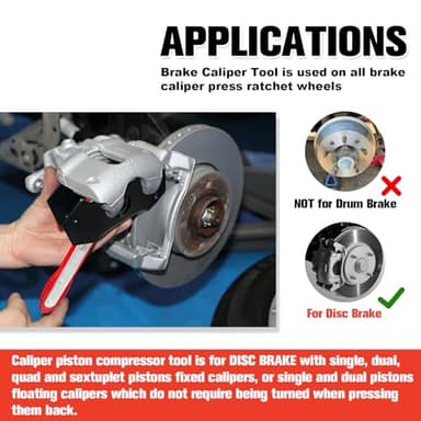 Brake Caliper Compression Tool,Caliper Piston Compressor Tool with Extra 2PCS Large Plates 1.57"-2.95" for Disc Brake Pad Spreader,Automotive Tools with 4 Break Caliper Hangers,Car Brake Repair,Red - Image 7