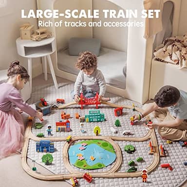 Tiny Land 110PCS Wooden Train Set – Toy Train with Tracks for Kids Ages 3-7, Compatible with Major Brands, Ideal Railway Playset for Boys and Girls, Great Birthday - Image 7