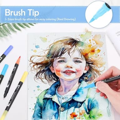 nauets 72 Colors Brush & Fine Dual Tip Watercolor Markers Set for Kids Adults Coloring Books No Bleeding Paint Pens For Drawing Note taking Planner Calligraphy Journaling Card Making Art Supplies - Image 4