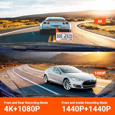 VANTRUE N4 3 Channel Dash Cam, 4K+1080P Dual Channel, 1440P+1440P+1080P Front Inside Rear Three Way Triple Car Dash Camera, IR Night Vision, Capacitor, 24 Hours Parking Mode, Support 256GB Max - Image 4