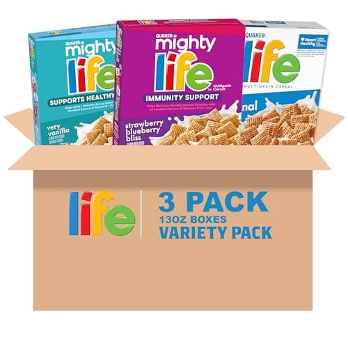 Quaker Mighty Life Multigrain Breakfast Cereal, 3 Flavor Variety Pack (3 Pack) - Image 1
