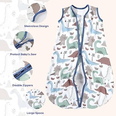 Yoofoss Baby Sleep Sack 0-6 Months Wearable Blanket 100% Organic Cotton 2-Way Zipper TOG 0.5 Toddler Sleeping Sack 3 Pack, Comfy Soft Lightweight (Small) - Image 5