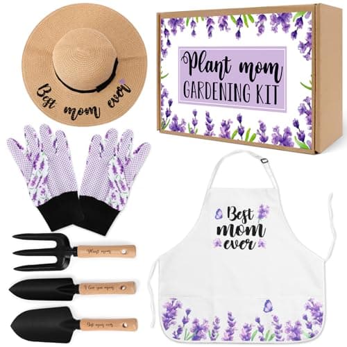 Percozzi Gifts for Mother‘s day Gardening Tools Kit Planting Tools Lavender Straw Hat Floral Apron Glove Women Birthday Spring Mother's Day Basket for Her Mother Outdoor Yard Lawn Horticulture Starter - Image 1