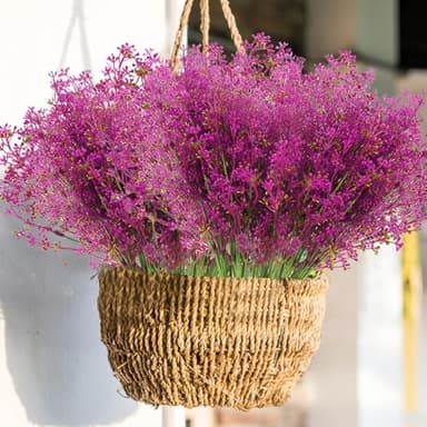 XEOLIAN Artificial Plants, 12 Bundles Outdoor Fake Plants Spring Summer UV Resistant Faux Greenery Shrubs Indoor Outside Porch Garden Patio Window Box Decor (Magenta) - Image 6