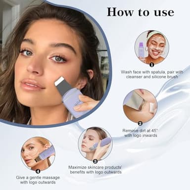 GUGUG Skin Scrubber Face Spatula Skin Spatula Pore Cleaner Blackhead Remover Tools for Facial Deep Cleansing-4 Modes, Purple - Image 3