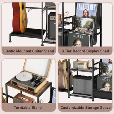 Wisdom Star Guitar Stand for Multiple Guitars with Amp Shelf and Table, 3-layer Vinyl Record Storage Rack, Display Rack for Music Room - Image 5
