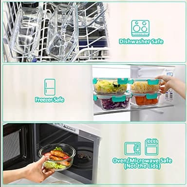 [10-Pack]Glass Meal Prep Containers with Lids, MCIRCO Glass Food Storage Containers with Snap Locking Lids, Airtight Lunch Containers, Microwave, Oven, Freezer and Dishwasher, Green - Image 4