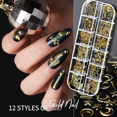 Teenitor Nail Charms Nail Gems with 15 Sheets Gold Nail Stickers, 6 Boxes of Rhinestones for Nails Art Tools, 3D Nail Decals Pearls for Nails - Image 2