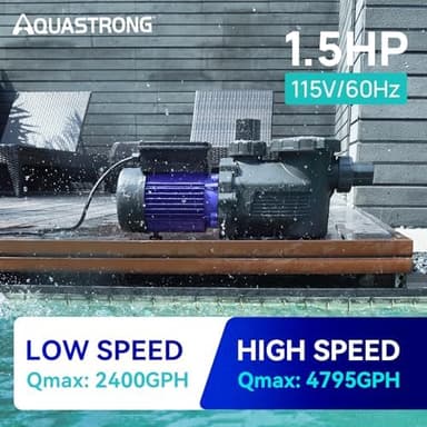 AQUASTRONG In/Above Ground Pool Pump, High Flow (Dual Speed, 1.5HP, 4975 GPH, 115V - Image 5