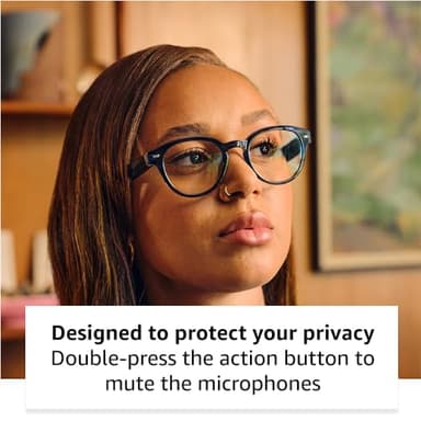 Amazon Echo Frames (newest model) + Echo Show 8 (newest model), Smart Glasses with Alexa, Round frames in Blue Tortoise with blue light filtering lenses - Image 5