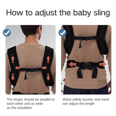 YEMKEZO Baby Carrier Newborn to Toddler,Newborn Carrier with Head Support, Cozy Baby Holder Carrier for Dad Mens (All-Black) - Image 7