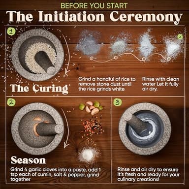 ChefSofi 1.5 Cup-Capacity Mortar and Pestle Set - Unpolished Heavy Granite for Enhanced Performance and Organic Appearance - Image 6