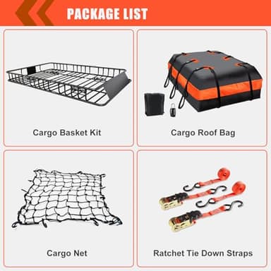 MeeFar Roof Rack Carrier Basket Universal Rooftop 65" X 39" X 6" Large Size Roof Rack + Waterproof Bag 20 Cubic Feet (51" 40" 17"), and Cargo Net with Attachment Hooks, Ratchet Straps - Image 5