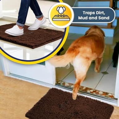 Muddy Mat® Shown on TV – Super Absorbent Microfiber Dog Door Mat for Muddy Paws, Non-Slip Washable Pet Rug, Quick Dry Chenille Entryway Carpet, Machine Washable Indoor Outdoor mat, Brown 59"x24" - Image 3