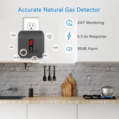 Natural Gas Detector,Y401 Plug in Gas Leak Detector, Propane Gas Detector for Home, Kitchen,Leak Gas Alarm for LNG,LPG,Methane,Camper (1Pack, Black) - Image 4