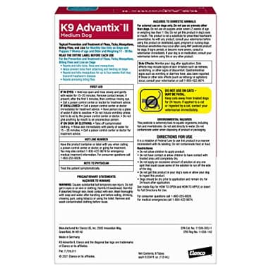 K9 Advantix II Medium Dog Vet-Recommended Flea, Tick & Mosquito Treatment & Prevention | Dogs 11-20 lbs. | 6-Mo Supply - Image 2